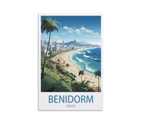 CNAHEIZ Benidorm Spain Vintage Travel Posters Lake 08x12inch(20x30cm) Canvas Wall Art Print Painting for Wall Decor Living Room Bedroom