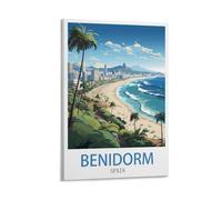 CNAHEIZ Benidorm Spain Vintage Travel Posters Lake 08x12inch(20x30cm) Canvas Wall Art Print Painting for Wall Decor Living Room Bedroom