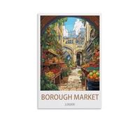 CNAHEIZ Borough Market London Vintage Travel Posters Landscape 16x24inch(40x60cm) Canvas Wall Art Print Painting for Wall Decor Living Room Bedroom