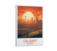 CNAHEIZ Calgary Stampede Vintage Travel Poster Sunset 16x24inch(40x60cm) Canvas Wall Art Print Painting for Wall Decor Living Room Bedroom