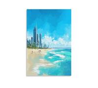 CNAHEIZ Gold Coast Australia Vintage Watercolor Canvas Wall Art