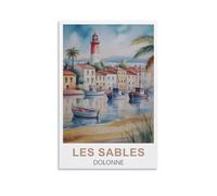 CNAHEIZ Les Sables D'olonne Vintage Travel Poster 16x24inch(40x60cm) Canvas Wall Art Print Painting for Wall Decor Living Room Bedroom