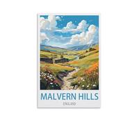 CNAHEIZ Malvern Hills England Vintage Travel Posters Mountain 20x30inch(50x75cm) Canvas Wall Art Print Painting for Wall Decor Living Room Bedroom