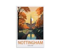 CNAHEIZ Nottingham Coast England Vintage Travel Poster Sunset 20x30inch(50x75cm) Canvas Wall Art Print Painting for Wall Decor Living Room Bedroom