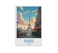 CNAHEIZ Paris France Vintage Travel Poster Sunset 08x12inch(20x30cm) Canvas Wall Art Print Painting for Wall Decor Living Room Bedroom