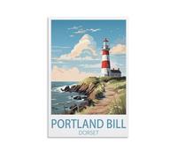 CNAHEIZ Portland Bill Dorset Vintage Travel Poster Landscape 16x24inch(40x60cm) Canvas Wall Art Print Painting for Wall Decor Living Room Bedroom