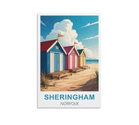 CNAHEIZ Sheringham Norfolk Vintage Travel Poster 24x36inch(60x90cm) Canvas Wall Art Print Painting for Wall Decor Living Room Bedroom