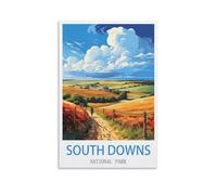 CNAHEIZ South Downs National Park Vintage Travel Posters Foot 12x18inch(30x45cm) Canvas Wall Art Print Painting for Wall Decor Living Room Bedroom