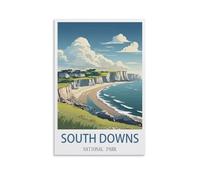 CNAHEIZ South Downs National Park Vintage Travel Posters Mountain 12x18inch(30x45cm) Canvas Wall Art Print Painting for Wall Decor Living Room Bedroom