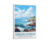 CNAHEIZ Virgin Gorda Vintage Travel Poster Lake 08x12inch(20x30cm) Canvas Wall Art Print Painting for Wall Decor Living Room Bedroom