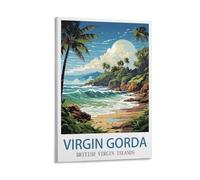 CNAHEIZ Virgin Gorda Vintage Travel Posters Mountain 12x18inch(30x45cm) Canvas Wall Art Print Painting for Wall Decor Living Room Bedroom