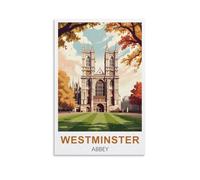 CNAHEIZ Westminster Abbey Vintage Travel Poster 20x30inch(50x75cm) Canvas Wall Art Print Painting for Wall Decor Living Room Bedroom