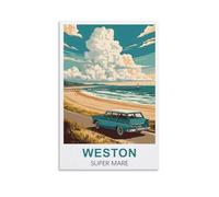CNAHEIZ Weston Super Mare Somerset Vintage Travel Poster 24x36inch(60x90cm) Canvas Wall Art Print Painting for Wall Decor Living Room Bedroom