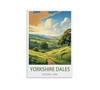 CNAHEIZ Yorkshire Dales National Park Vintage Travel Poster 24x36inch(60x90cm) Canvas Wall Art Print Painting for Wall Decor Living Room Bedroom