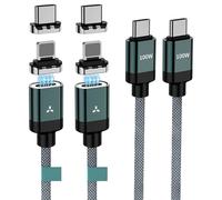 CNakdDG 100W 2 in 1 Magnetic USB C Charging Cable [2-Pack, 4/6.6FT] 480Mbps Data Transfer, 5A C to C Cable Fast Charging for iPhone 16/15/14/13 Pro Max, MacBook Pro,iPad,Galaxy S22,Pixel