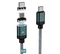 CNakdDG 100W 2 in 1 Magnetic USB C Charging Cable 6.6FT 480Mbps Data Transfer, 5A Fast Charging for iPhone 16/15/14/13 Pro Max, MacBook Pro,iPad,Galaxy S22,Pixel (Green)