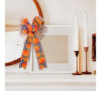 CNANRNANC 2 PCS Large Autumn Wreath Bows with Orange Pumpkin, Decorative Fall Bow for Thanksgiving and Halloween Front Door or Outdoor Seasonal Home Decor(-50 pumpkin)
