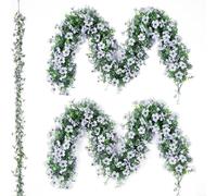CNANRNANC 2 Pieces Artificial Violet Flower Vines 1.8M Faux Rattan Garland With Realistic Daisy And Ivy For Wedding Home Garden Wall Decor(white)