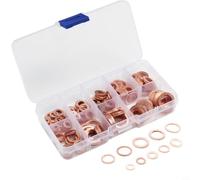 CNANRNANC 200 Pieces Copper Crush Washers Assorted Set M5-M14 Oil Seal Gasket Rings With Box For Automotive, Marine, Generator And Industrial Machinery Use