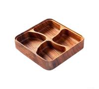 CNANRNANC 20x20cm Wooden Snack Dish 4-Section Divider