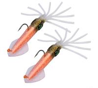 CNANRNANC 2PCS Sea Fishing Lures Squid Jig Kit with Built-in Sinker Glow in The Dark Octopus Artificial Bait for Offshore Species Tuna Trout Bass Pike(13.5cm 35.5g G)