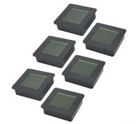 CNANRNANC 6 Pack Solar Light Replacement Top With Square Amorphous Silicon Panel And Aa Rechargeable Battery, Black Plastic Shell, Warm White Or Colourful Led For Outdoor