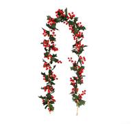 CNANRNANC Artificial Holly Berry Garland Christmas Hanging Vine Leaf Trailing Plants Green Foliage 175cm Long for Indoor Outdoor Decor(No. 75)