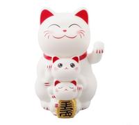 CNANRNANC Automatic Waving Lucky Cat Solar Powered Ornament For Family Shop Checkout Counter Decor No Battery Needed Good Fortune Wealth(White)