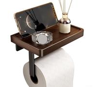 CNANRNANC Carbon Steel Toilet Roll Holder with Walnut Shelf(Walnut Gray)