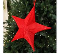 CNANRNANC Christmas Tree Top Star Decoration 35cm Foldable 3D Red Gold Five-Pointed Star Ornament for Holiday Festive Home Décor(Red 35cm)