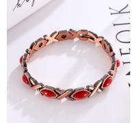 CNANRNANC Copper Plated Magnetic Bracelet Diamond Pattern Design | Red and blue zircon array, silica sweat resistant coating, embedded relief nodes, vibrant dual colors