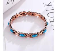 CNANRNANC Copper Plated Magnetic Bracelet Diamond Pattern Design | Red and blue zircon array, silica sweat resistant coating, embedded relief nodes, vibrant dual colors