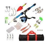 CNANRNANC Fishing Rod Reel Kit 1.8m Telescopic Rod with Fishing Bag Lures Hooks Accessories Complete Tackle Set Anglers Travel Outdoor