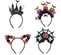 CNANRNANC Halloween Headband 4pcs Stretchable Comfort Fit Adults | Nonwoven plastic build, season-long wear, 4-piece variety pack, festive party essential