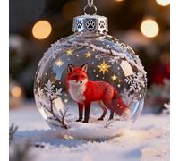 CNANRNANC Handcrafted Wildlife Wonders 3D For Crystal Glass Ornament Featuring Intricate Animal Details And Star Accents, Suitable For Holiday Decoration And Festive Winter Displays(red fox)