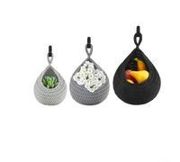 CNANRNANC Hanging Storage Baskets Set Of 3, Cotton Rope Wall-Mounted Organisers With Teardrop Design For Kitchen, Entryway Or Bathroom Decor