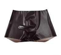 CNANRNANC Mens Latex For Boxer Briefs Seamless Elephant Trunk Design Rubber Underpants Low Waist Color M-2Xl For Nightwear Party Cosplay(L Black)