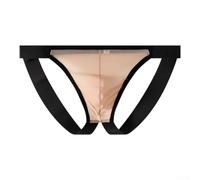 CNANRNANC Men's Translucent Thong Pants Low Waist Open Butt Design Smooth Nylon Blend T-Back UK Sizes