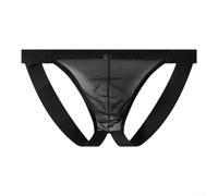 CNANRNANC Men's Translucent Thong Pants Low Waist Open Butt Design Smooth Nylon Blend T-Back UK Sizes