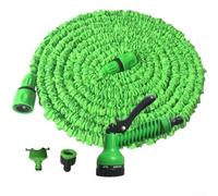 CNANRNANC Multi-Functional Garden-Watering Hose, with Automatic Extension, 7 Adjustable Spray Modes, with Metal-Ring for Stable Spraying(50 FT 15 Meters Green)