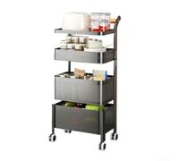 CNANRNANC Narrow Rolling Storage Cart 6.7" Wide Metal Shelving Unit(BLACK 5 tier)