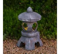 CNANRNANC Pagoda Style Solar Lantern with Rechargeable LED for Garden Path Lighting, Resin Material and Auto Solar Sensor for Convenient Outdoor Use(B)