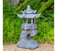 CNANRNANC Pagoda Style Solar Lantern with Rechargeable LED for Garden Path Lighting, Resin Material and Auto Solar Sensor for Convenient Outdoor Use(A)
