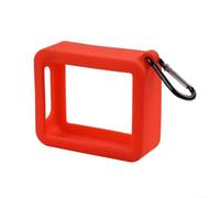 CNANRNANC Portable Silicone Protective Case Compatible With For Jbl Go 2 And Go Essential Speakers, Compact 10X7X3 Cm With Pu Carrying Strap, Travel And Outdoor Use, Black(red)