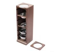 CNANRNANC Portafilter basket rack for 51/53/58mm espresso baskets made of wood with six individual slots and a multifunctional top slot for puck screens (B )