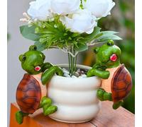 CNANRNANC Resin Turtle Plant Pot Huggers 5.5in Weatherproof | Easy rim placement, no tools required, for instant charm, secure fit on containers, setup