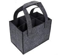 CNANRNANC Reusable Wine Tote Bag for 6 Bottles - Dark Grey Felt Bottle Carrier with Sturdy Handles for Party Travel Picnic Storage(1*Gray; 25 * 18 * 16)