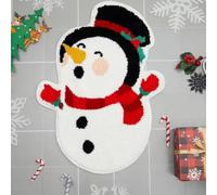 CNANRNANC Santa Claus holiday bathroom carpet with anti slip backing, festive tree design, imitation wool mat for bathroom foyer kitchen bedroom floors (A D)