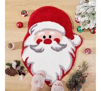 CNANRNANC Santa Claus holiday bathroom carpet with anti slip backing, festive tree design, imitation wool mat for bathroom foyer kitchen bedroom floors (A F)