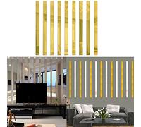 CNANRNANC Self-Adhesive Mirror Tiles, 50 cm Flexible Striped Wall Sticker, Non-Glass Mirror for DIY Home Decorative, Gold